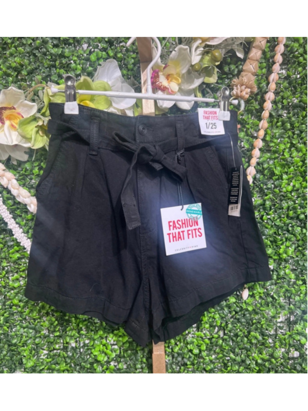 Celebrity Pink Paper Bag High Waisted Summer Shorts size 1/25